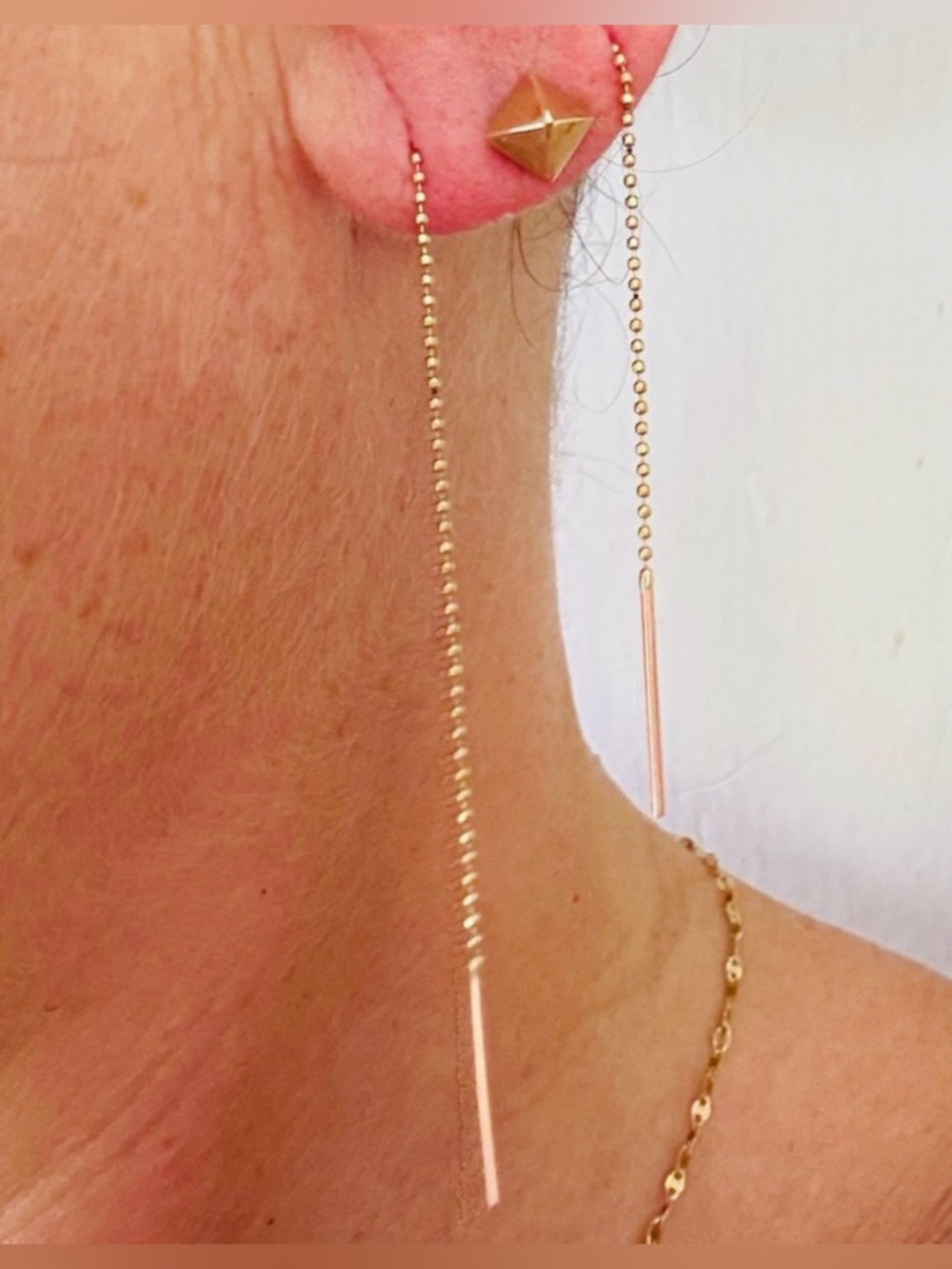 Celebrity Stylist Curated 14k Yellow Gold Threader Drop Earrings | Fine Jewelry